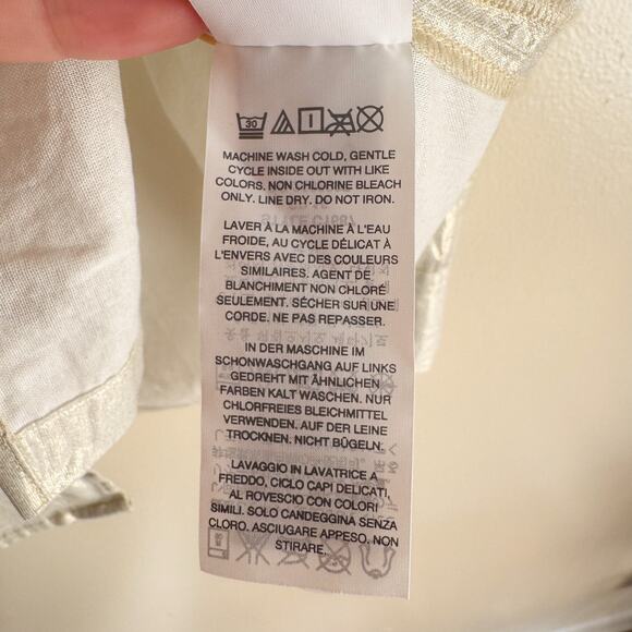 J. Crew Gold Button Up Pocket Front Camp Shirt Blouse - Size 4 - Picture 7 of 10